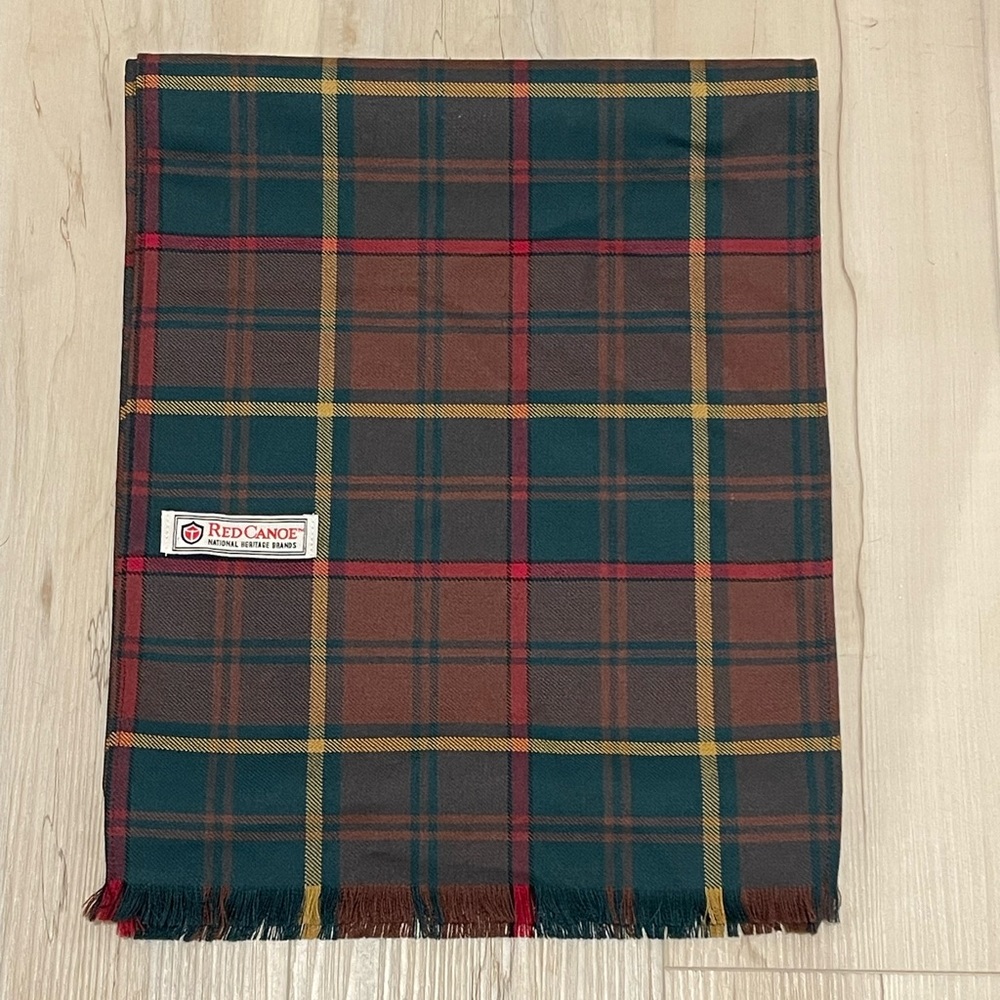 Red Canoe Merino Wool Plaid Scarf